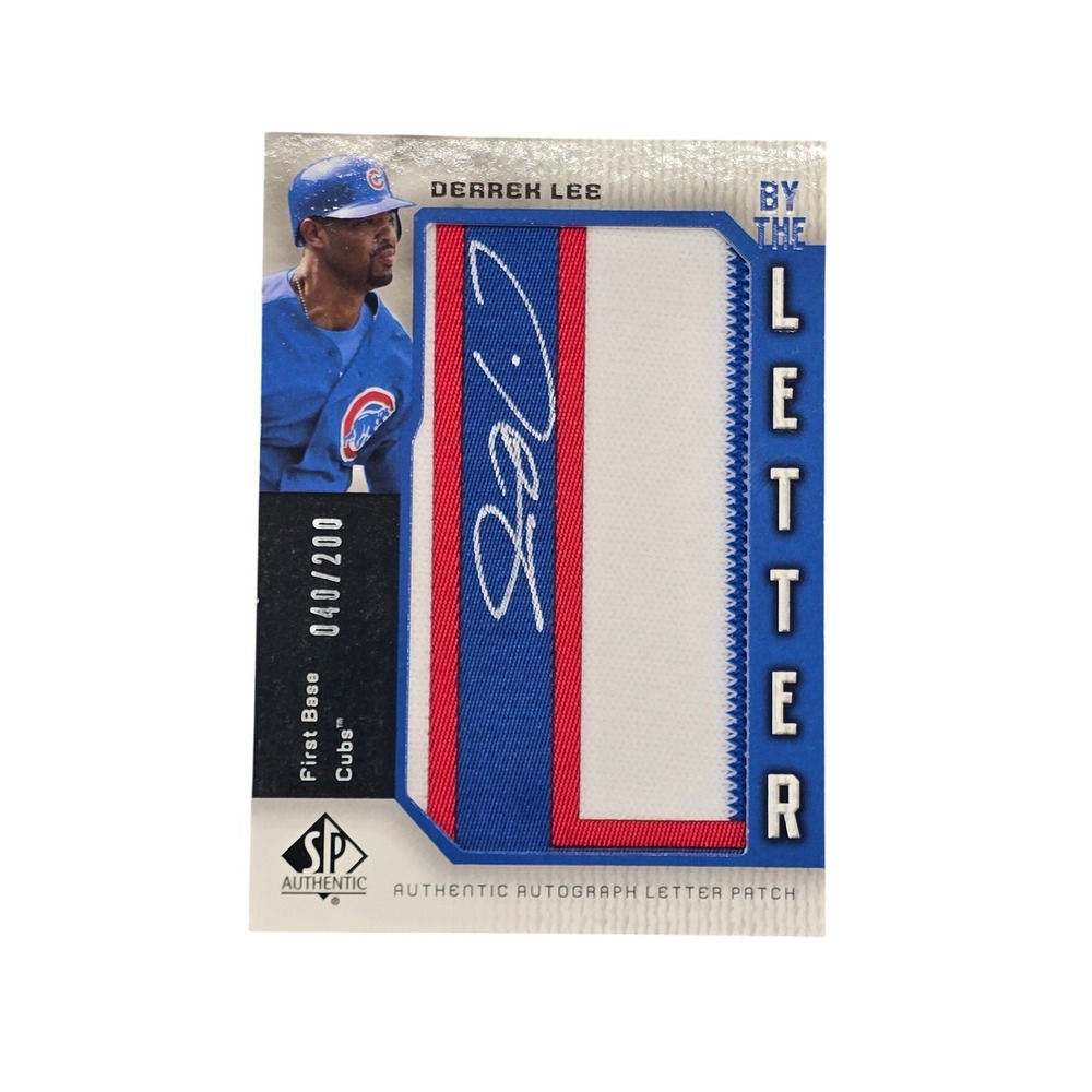 Derrek Lee SP Authentic By The Letter Autograph Patch Card Cubs 040/200